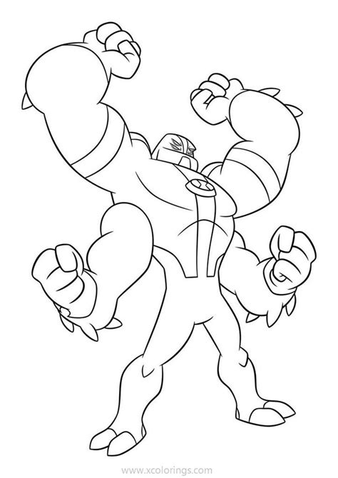 Fourarms Alien from Ben 10 Coloring Pages - XColorings.com