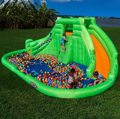 Outdoor Backyard Inflatable Water Park Kids Wet Pool Slide Bounce Fun ...