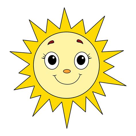 How to Draw a Smiling Sun - Really Easy Drawing Guides | Sun drawing ...