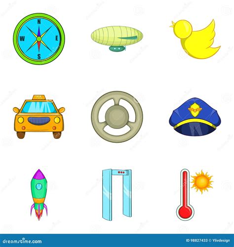 Arrival at the Airport Icons Set, Cartoon Style Stock Vector ...