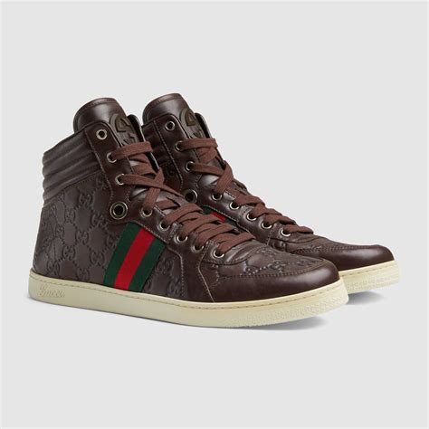 Gucci Ssima Leather High-top Sneaker in Brown for Men - Lyst