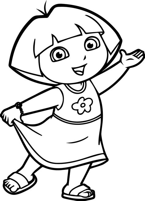 Dora Beautiful Dress Coloring Page | Wecoloringpage.com