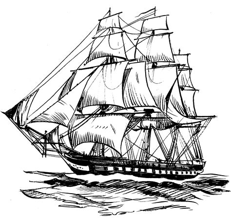 Sailing Ship Line Drawing at GetDrawings | Free download