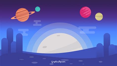 Free Space Background with Colorful Planets in Flat Design - Super Dev ...