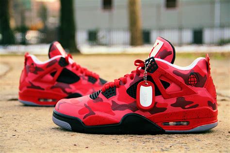 Air Jordan 4 Red Urban Camo Custom - Sneaker Bar Detroit