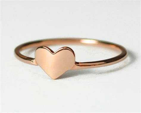 Solid 14K Rose Gold Heart Ring