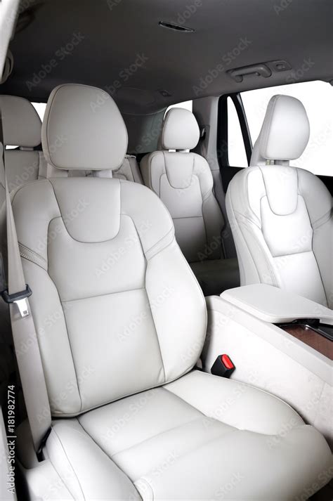 Luxury car inside. Interior of prestige modern car. Comfortable leather ...