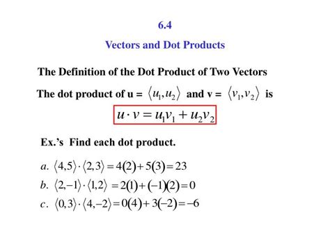 PPT - 6.4 Vectors and Dot Products PowerPoint Presentation, free ...