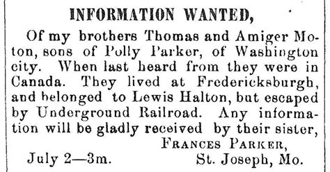 "Information Wanted": Freed slaves' heartbreaking ads tell personal ...