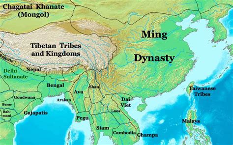 Ming Dynasty Map, China, 1400 AD - Nations Online Project