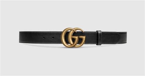 Men's Slim Black Leather Belt With Gold Double G Buckle | GUCCI® Canada