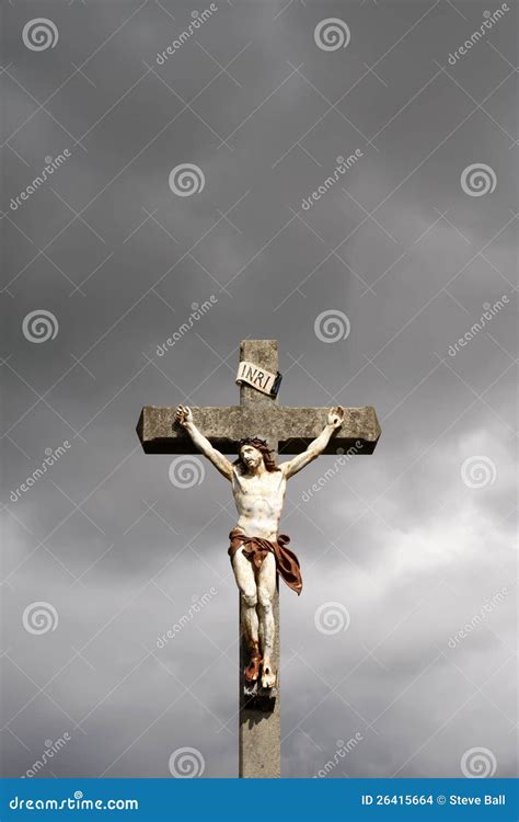 Jesus Christ Crucifixion Sculpture Stock Photo - Image of savior, cloud ...