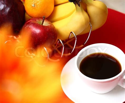 Healthy Fruit With Coffee For Breakfast ... | Stock image | Colourbox