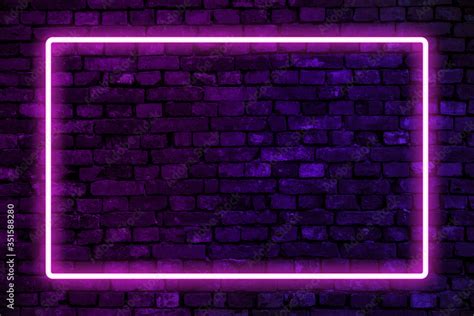 Neon brick wall background and texture with glowing fluorescent neon ...