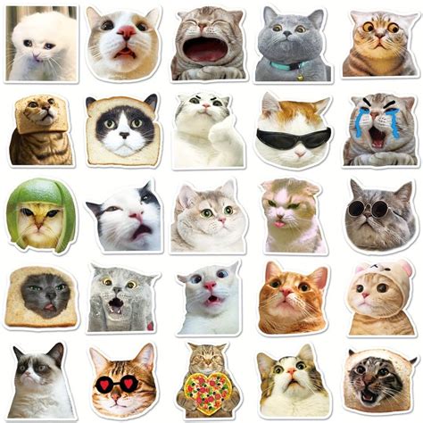 50pcs Popular Cat Emoji Doodle Stickers, Best-selling Stickers For Diy ...