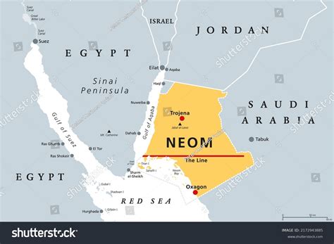 Neom Gray Political Map Saudi Megacity Stock Vector (Royalty Free ...