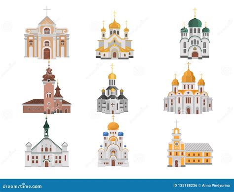 Cartoon Set of Churches with Different Denominations Stock Vector ...