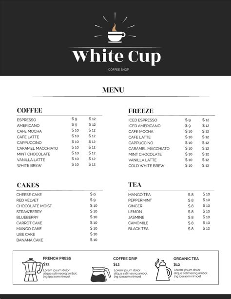 Free Printable Cafe Menu Templates - PRINTABLE TEMPLATES