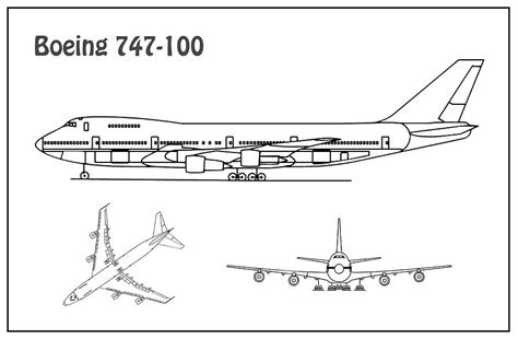 Boeing 747 - 100 - Airplane Blueprint. Drawing Plans or Schematics for ...