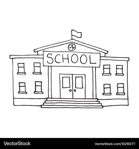 School building doodle Royalty Free Vector Image