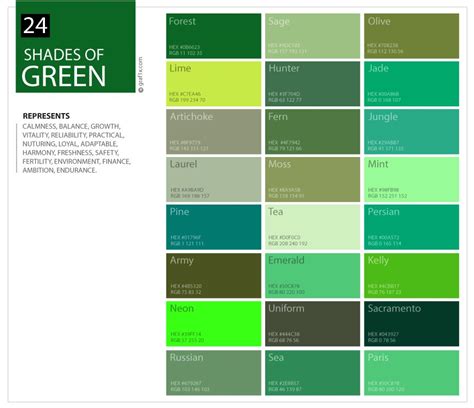 24 Shades of Green Color Palette – graf1x.com