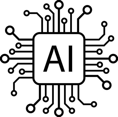 Artificial intelligence AI processor chip vector icon symbol for ...