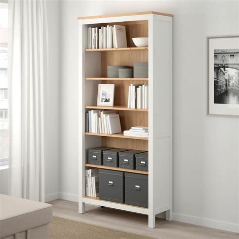 HEMNES bookcase, white stain/light brown, 90x197 cm (353/8x771/2 ...