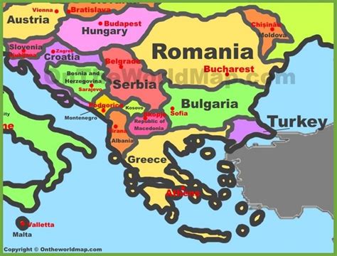 Balkan countries map Sarajevo, Belgrade, Montenegro, Albania, Bosnia Y ...