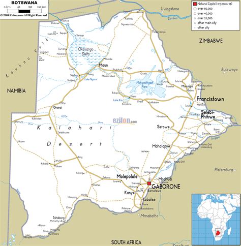 Detailed Clear Large Road Map of Botswana - Ezilon Maps