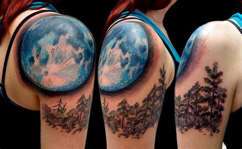 Moon tattoo, Blue moon tattoo, Realistic moon tattoo