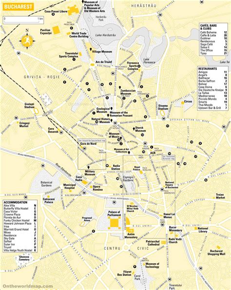 Bucharest Sightseeing Map - Ontheworldmap.com