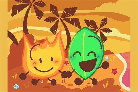 Battle for Dream Island Digital Print Bfb Fan Art Firey and Leafy BFDI ...