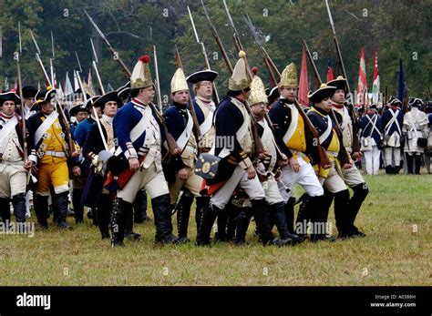 Hessian troops in the British army take the field in a reenactment of ...