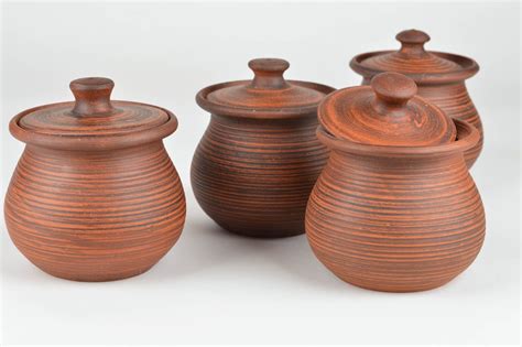 BUY Set of handmade ceramic pots with lids for baking 4 items for 400 ...