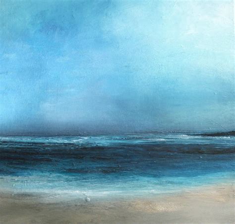 Large Original Sea Level Blue Oil Painting,Large Wall Art Light Blue ...