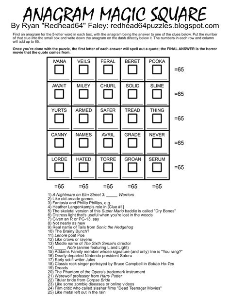 Printable Anagram Puzzles - Printable Crossword Puzzles