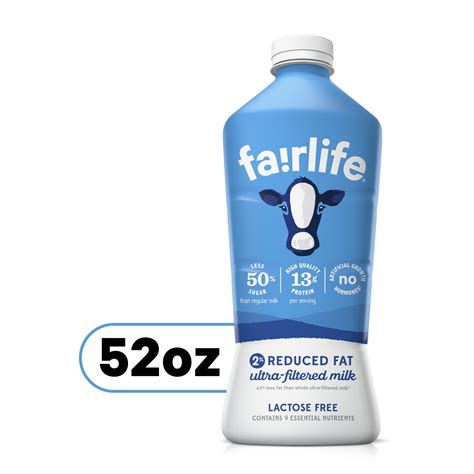 fairlife 2% Reduced Fat Ultra-Filtered Milk, Lactose Free, 52 fl oz ...