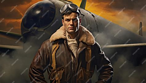 Portrait of a World War Two pilot | Premium AI-generated image