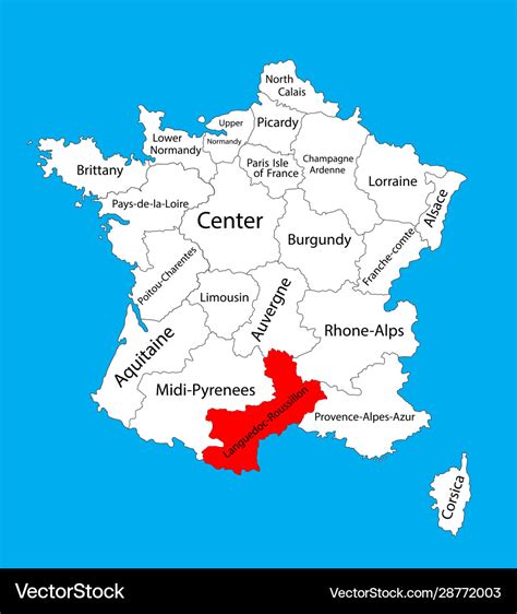 Languedoc roussillon map france map Royalty Free Vector