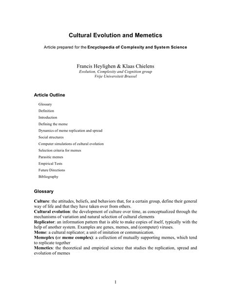 (PDF) Evolution of Culture, Memetics