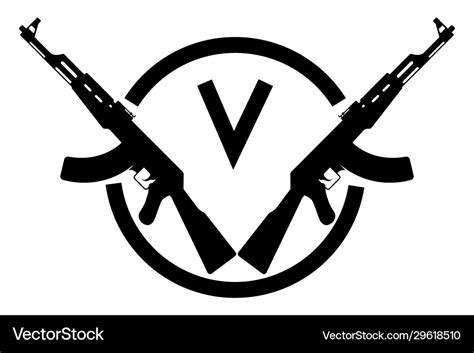 Ak 47 emblem icon two kalashnikov Royalty Free Vector Image