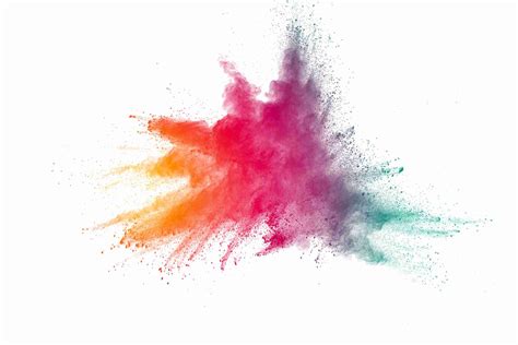 Abstract multicolored powder splatter on white background. | Placer ...