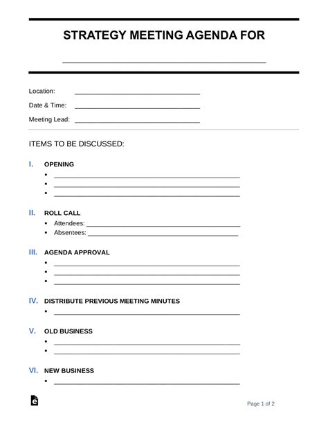 Free Strategy Meeting Agenda Template - PDF | Word – eForms