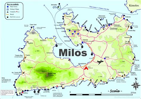 Milos tourist map - Ontheworldmap.com