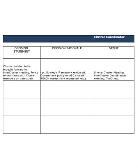 Decision Log Templates | 10+ Free Printable Word, PDF & Excel Formats ...