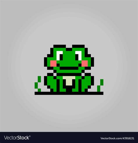 8 bit pixel frog is sitting Royalty Free Vector Image