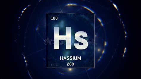 Hassium As Element 108 of the Periodic Table 3D Illustration on Red ...