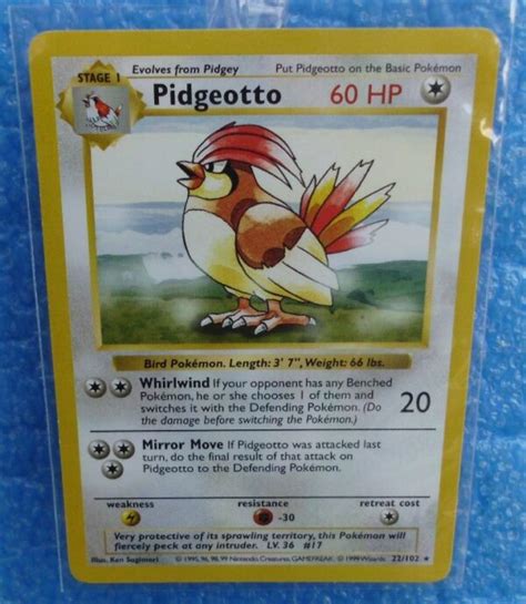 Pidgeotto (Card #22/102 *Shadowless Borders*) “Pokemon Unlimited Base ...