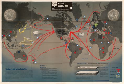 Striking World War Two “ Nav War Map ” issued by the U.S. Navy - Rare ...