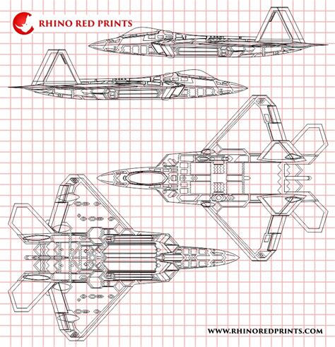 Lockheed Martin F-22A Raptor - Rhino Red Prints Drawings